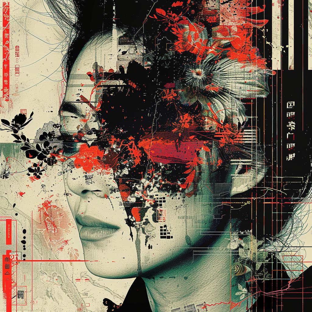 woman  flower  face  red  black  background  Bauhaus  abstract  art  design 916931