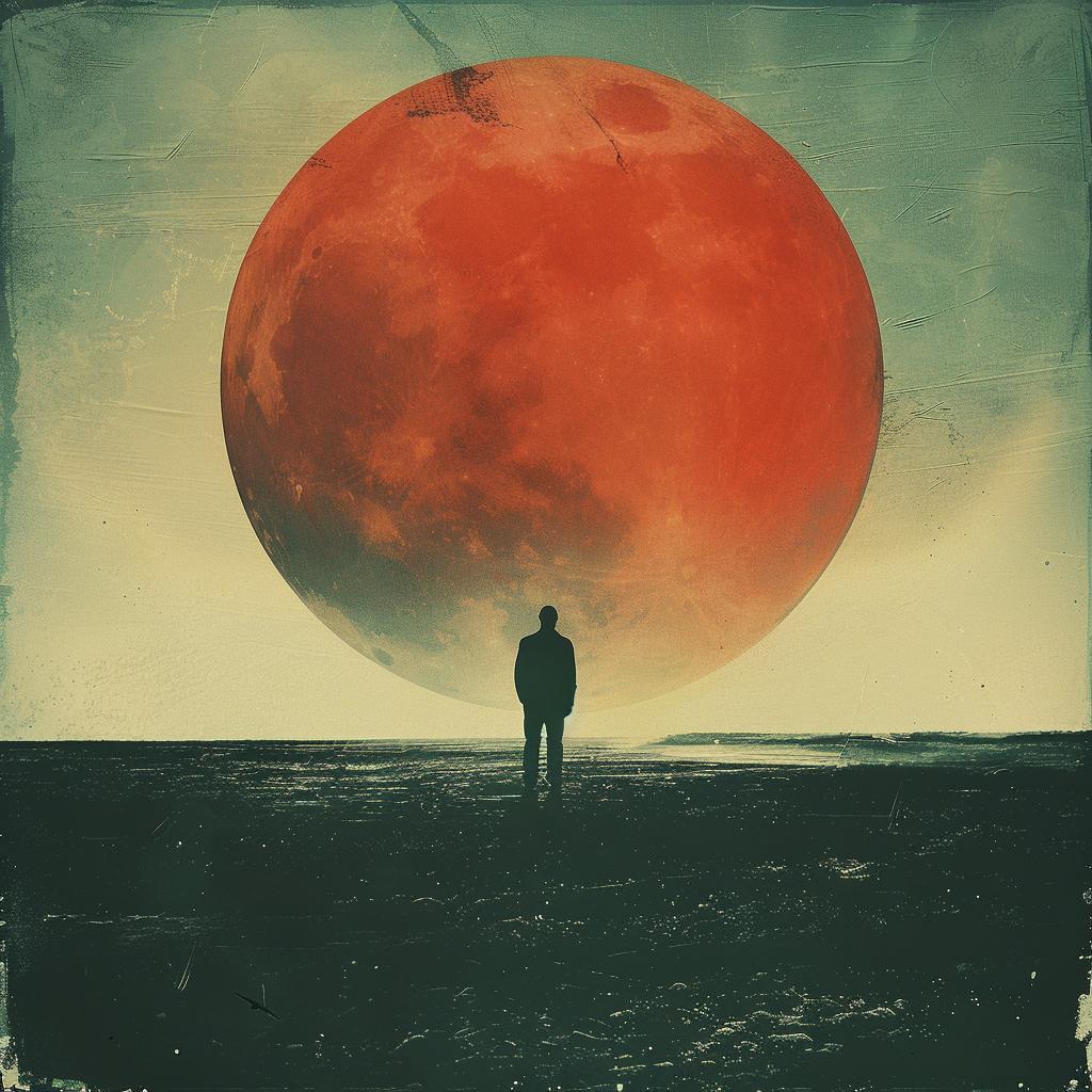 Tycho  album  red  moon  man  silhouette  dramatic  night  landscape  ethereal 1026937