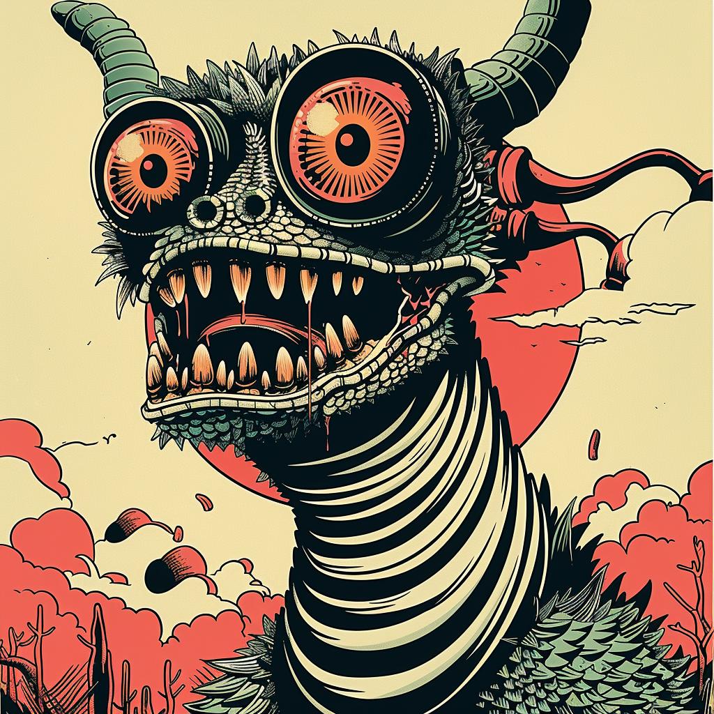 poster  monster  eyes  creature  graphic  illustration  fantasy  vibrant  colorful  whimsical 946209