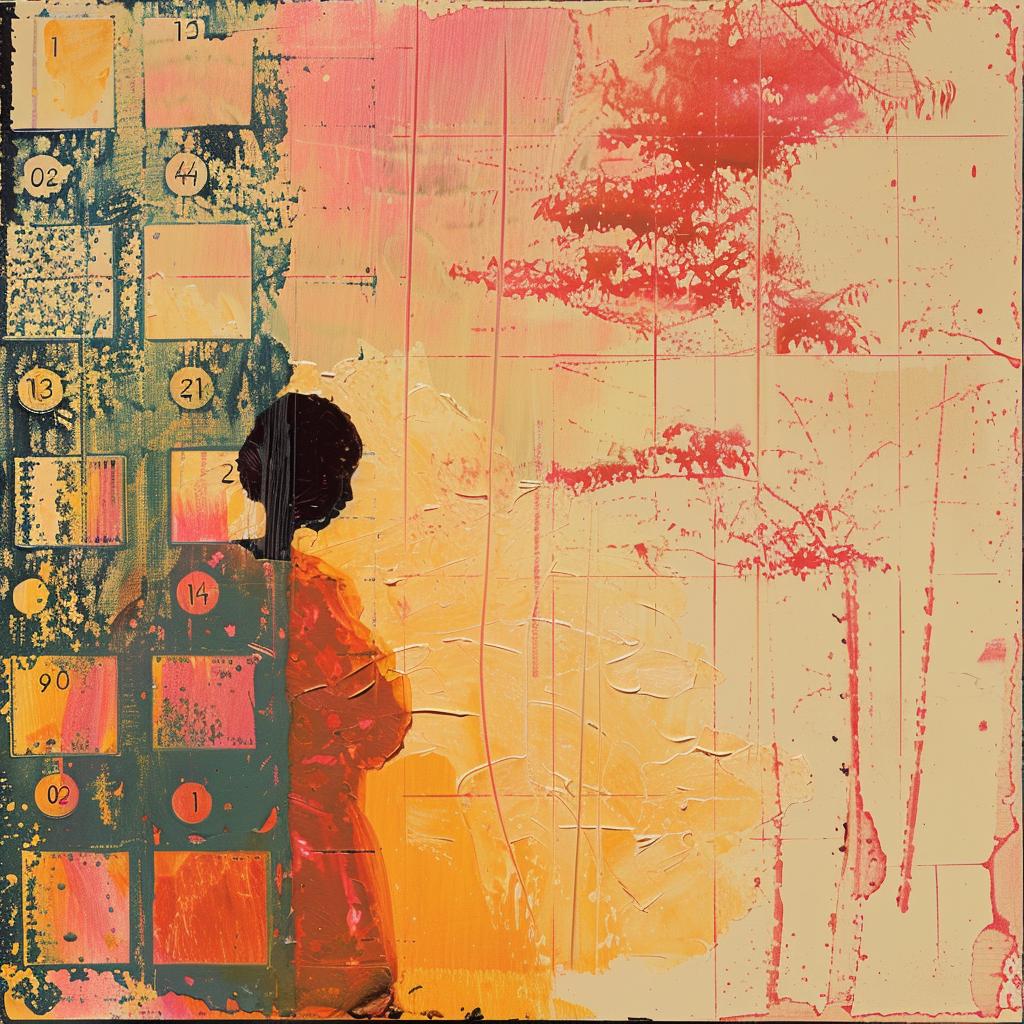 painting  woman  window  encaustic  impasto  colorful  contemporary  portrait  interior  art 1015987