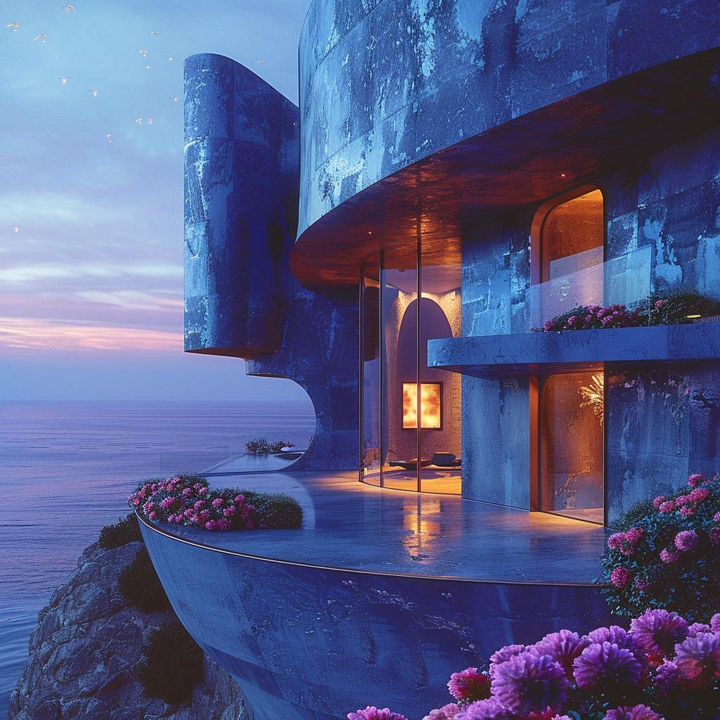 Frank Gehry  architecture  ocean  blue  rendering  window  modern  home  concrete  design 1036457