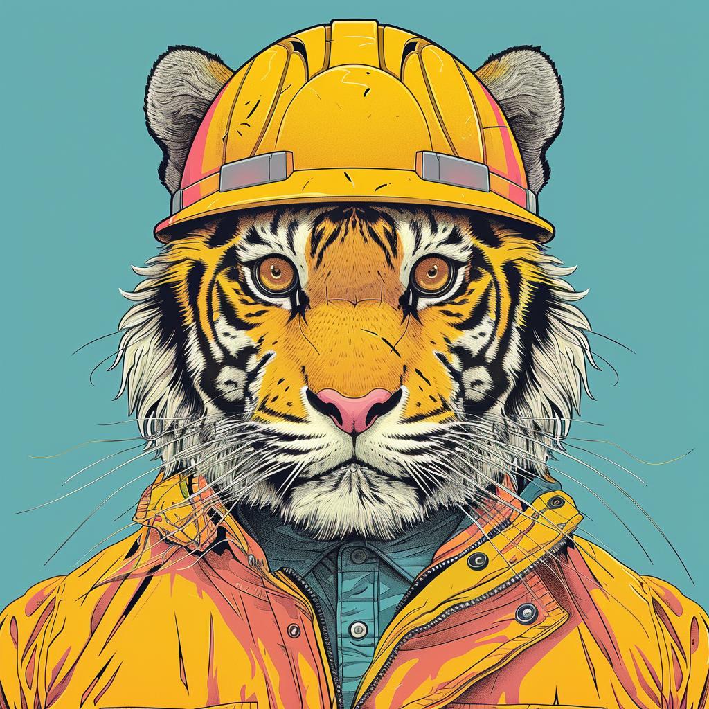 tiger  hardhat  surreal  album  cover  mark  catesby  unusual  jacket  worker 924841