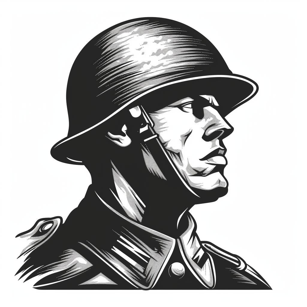 soldier  silhouette  vintage  icon  emblem  war  black  white  linocut  tattoo 952004