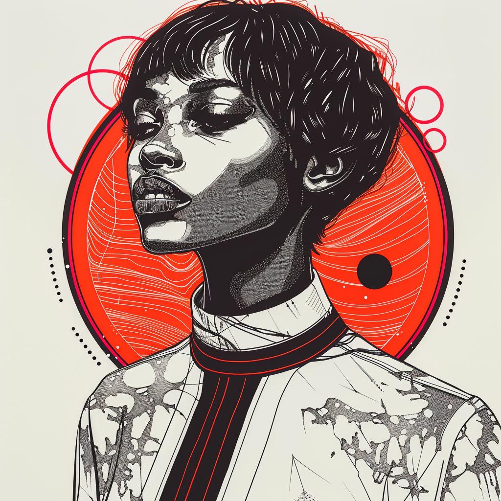 PopArt  KerryWashington  orange  circle  shorthair  model  TroyBrooks  abstract  colorful  portrait 938937