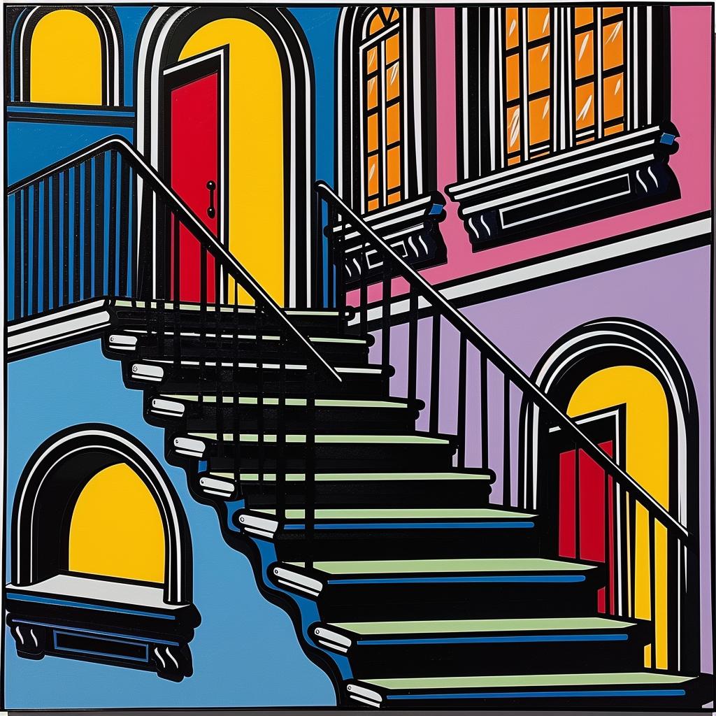 Escher  collage  stairs  door  building  surreal  art  geometric  perspective  painting 1023266