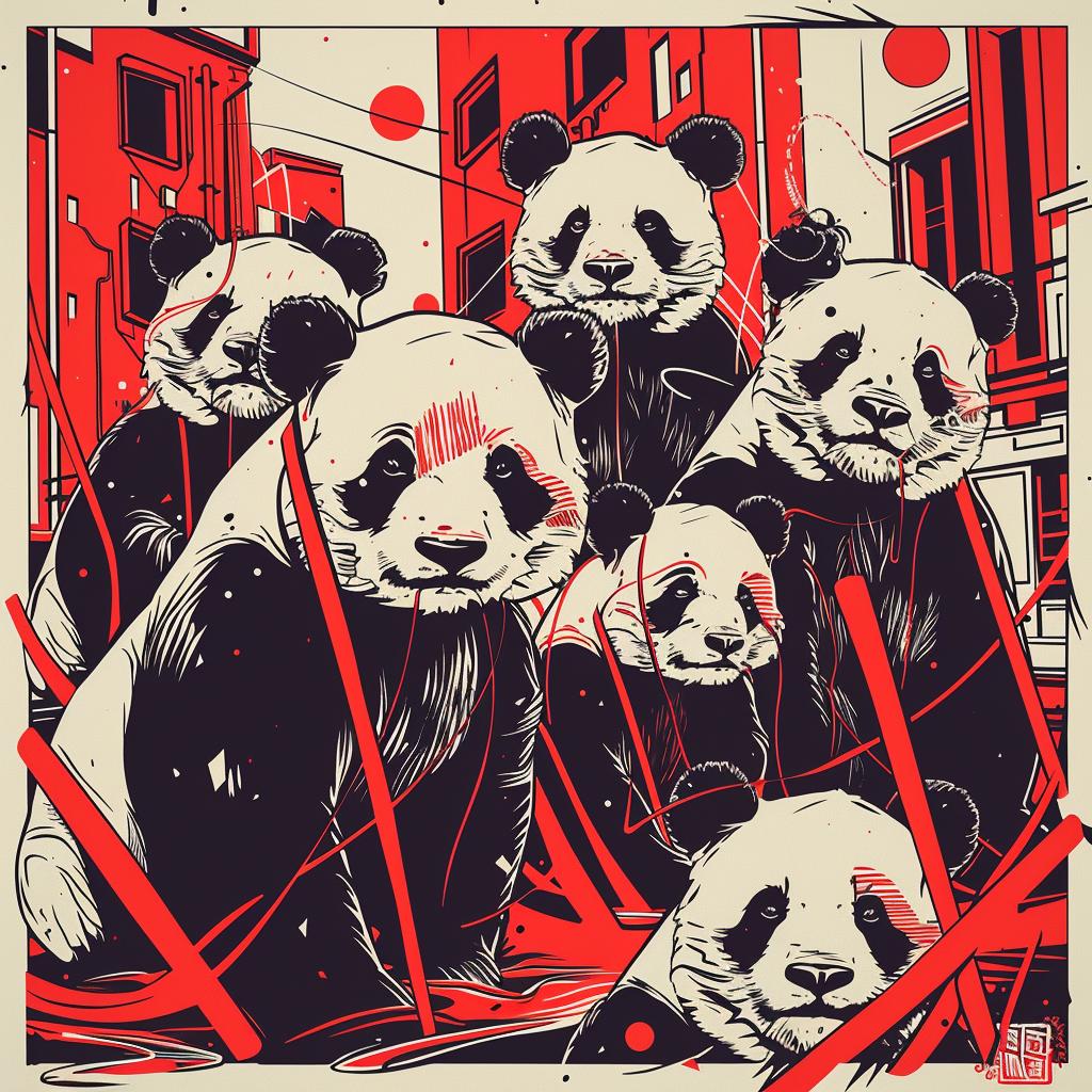 surreal  panda  red  background  art  poster  creative  ominous  playful  colorful 939426