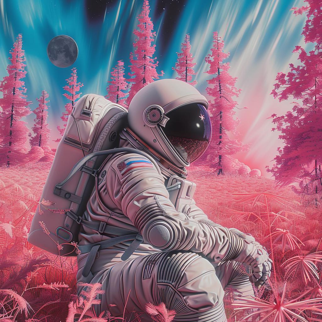 astronaut  pink  purple  landscape  space  colorful  surreal  imagination  exploration  dreamlike 1016750