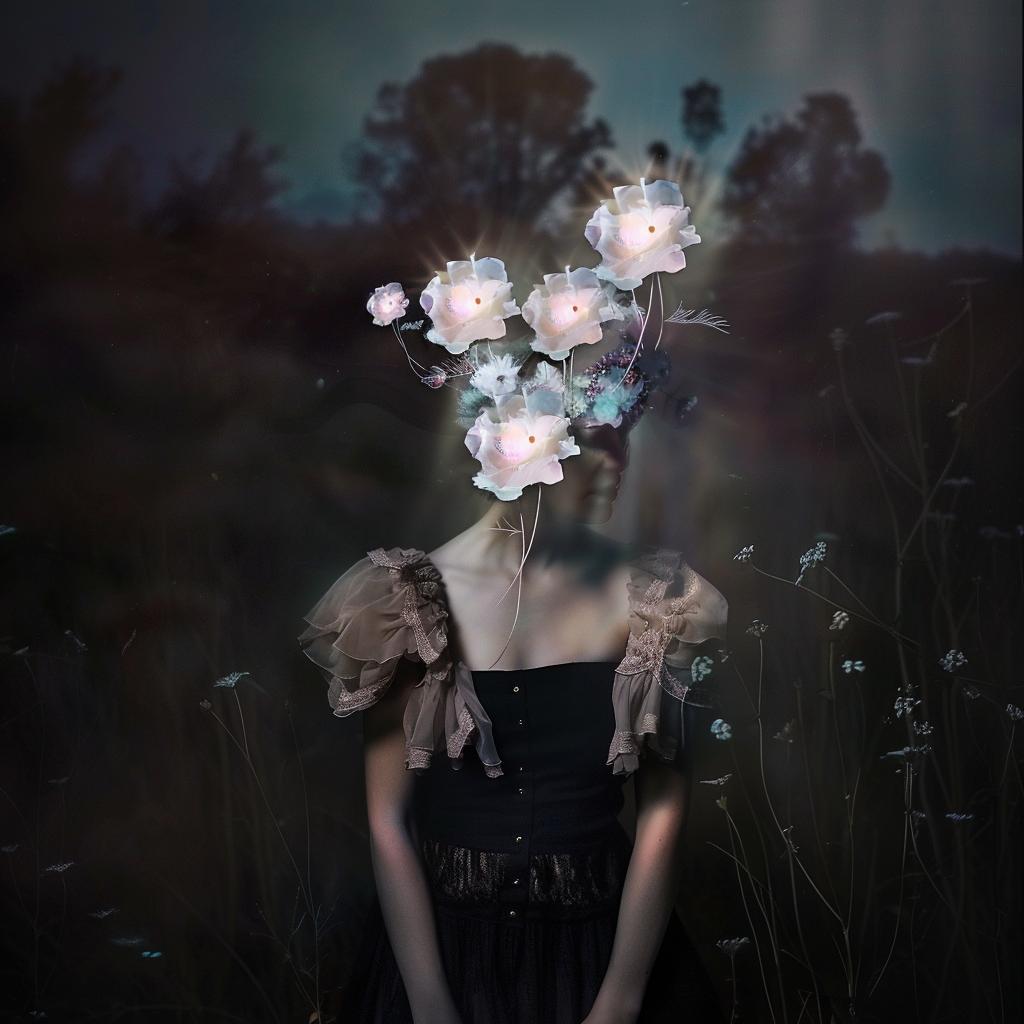 lifestyle  surreal  photography  woman  flowers  dark  glow  Nadar  artistic  portrait 1026976