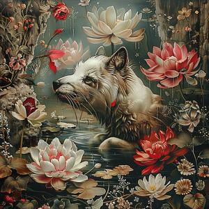 wolf  flowers  painting  color  nature  artwork  wildlife  floral  portrait  style 1056601