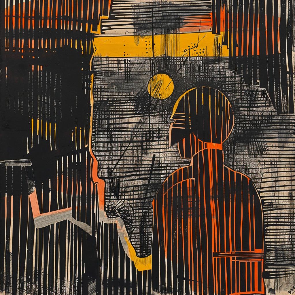 painting  man  black  suit  orange  shirt  abstract  portrait  colorful  artistic 933768