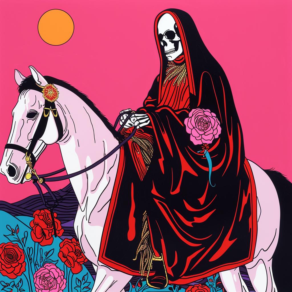 grim  reaper  horseback  skeleton  poster  dark  macabre  illustration  artwork  horror 1021835