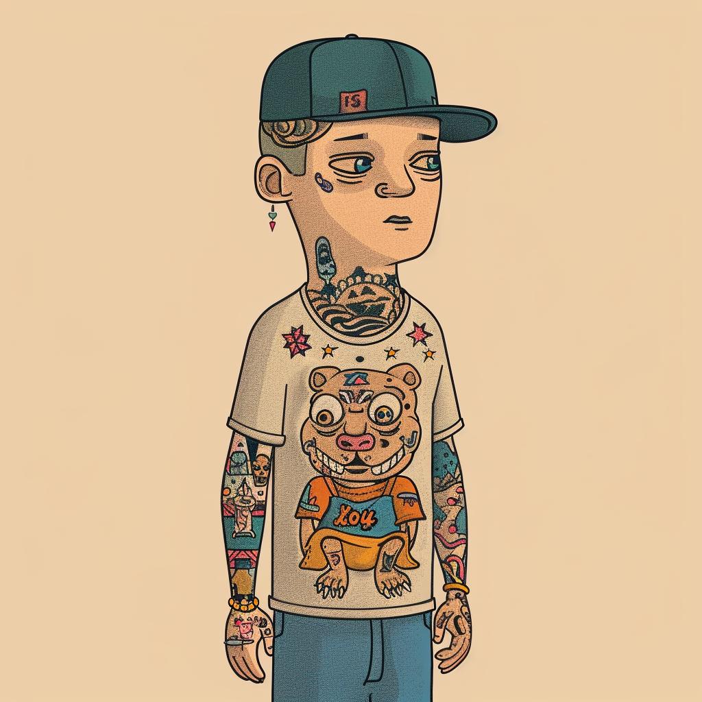 cartoon  boy  tattoos  cap  art  illustration  digital  colorful  youth  playful 1018299