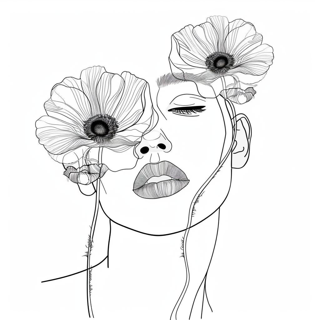 vector  drawing  minimal  boho  monochromatic  flowers  flowerpunk  lineart  abstract  female 960057