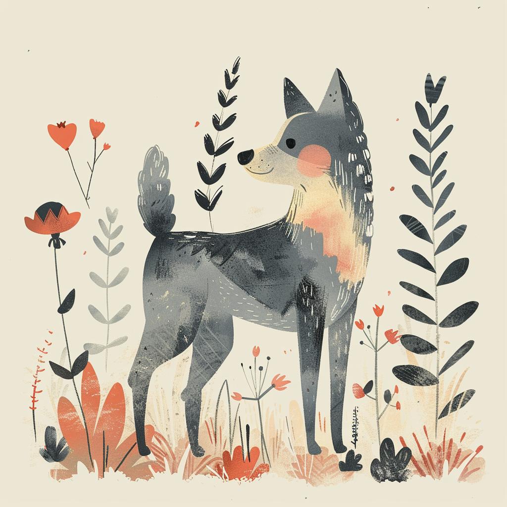 dog  illustration  wild  pastel  clipart  organic  style  airy  light  colorful 970378
