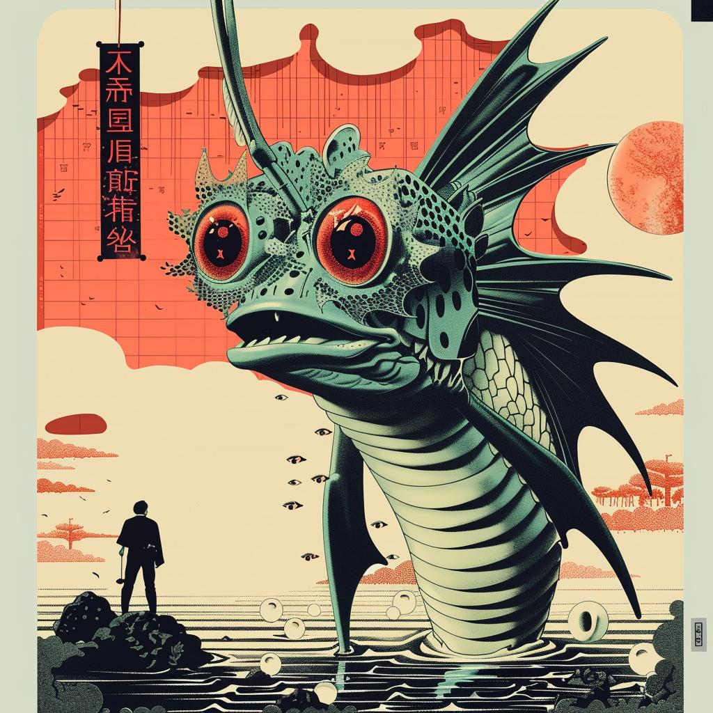 poster  monster  film  Japanese  lettering  chromolithography  artwork  horror  illustration  fantasy 946124
