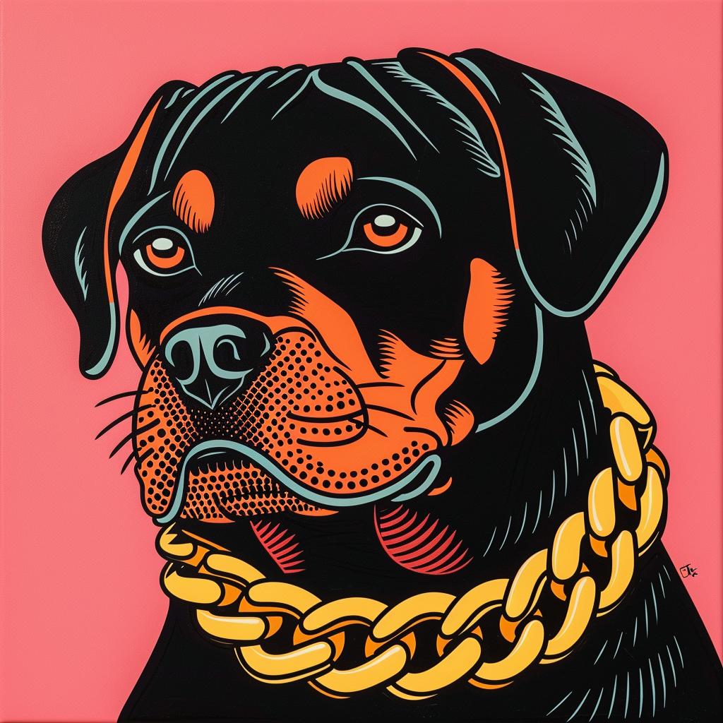 dog  painting  Rottweiler  chain  pink  background  canine  portrait  strong  pet 973214