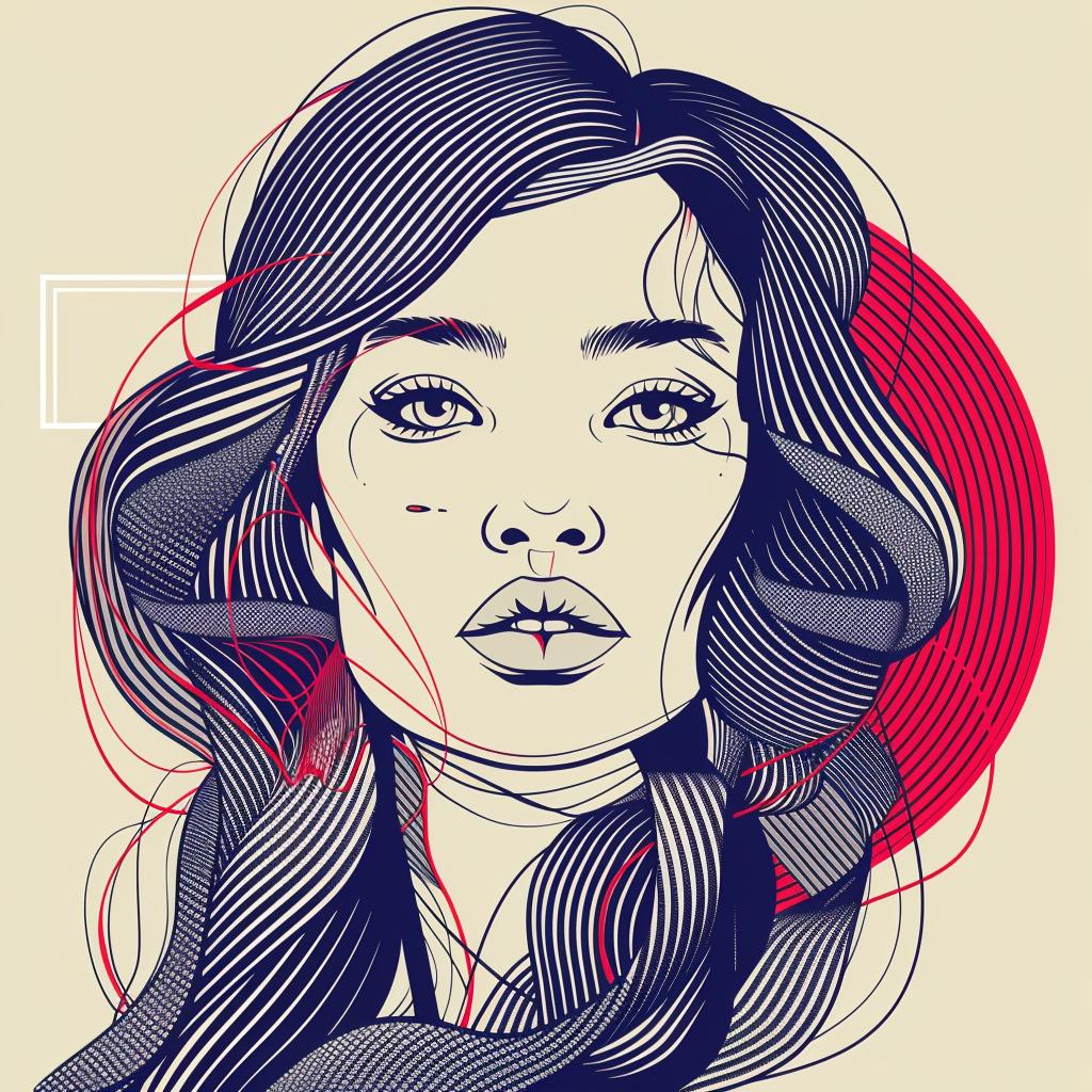 Pop  Art  Woman  Asian  LongHair  RedCircle  Female  Minimalistic  Bold  Modern 937144
