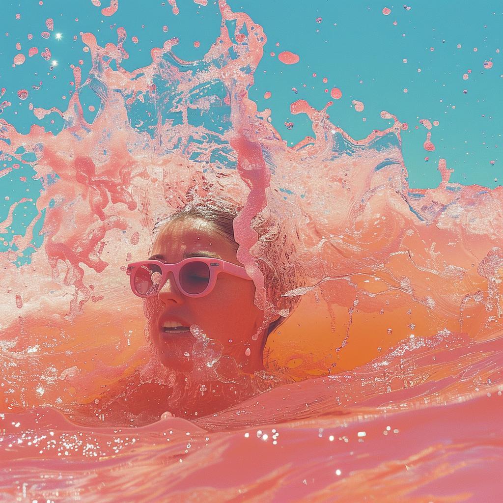 surreal  album  splash  man  pink  sunglasses  swimming  vaporwave  ocean  creative 977137
