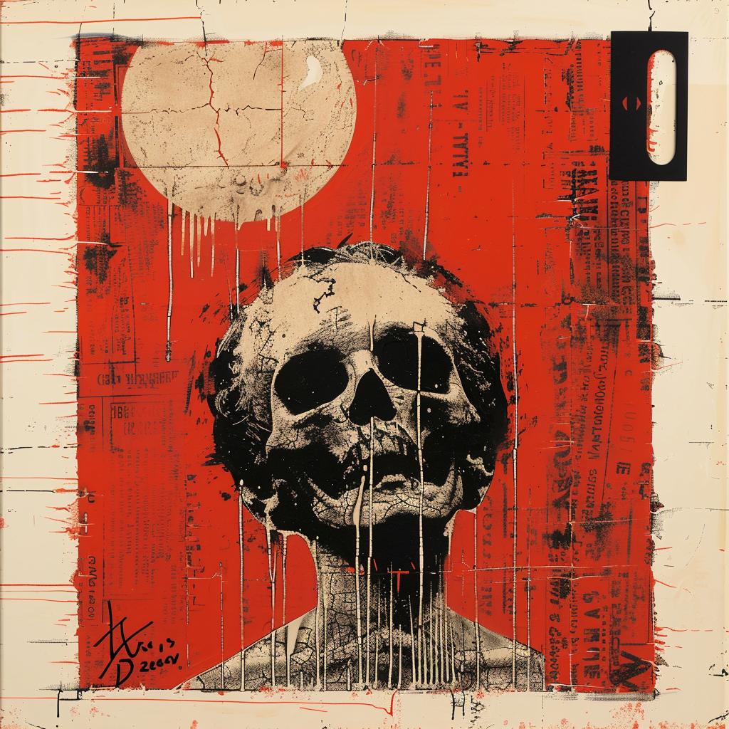 skull  painting  red  background  occult  palette  knife  art  dark  symbolic 975987