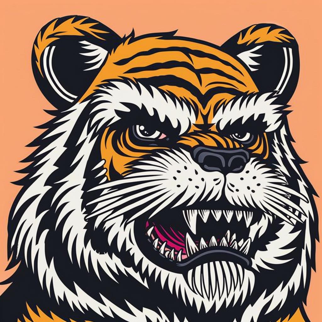 tiger  wolf  creature  angry  head  stylized  visual  illustration  realistic  art 1024381