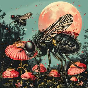 flies  moon  chromolithography  night  nature  insects  art  painting  surreal  dark 1052243
