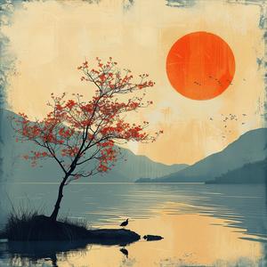 sunset  lake  tree  bird  serene  landscape  nature  silhouette  reflections  tranquil 1074034
