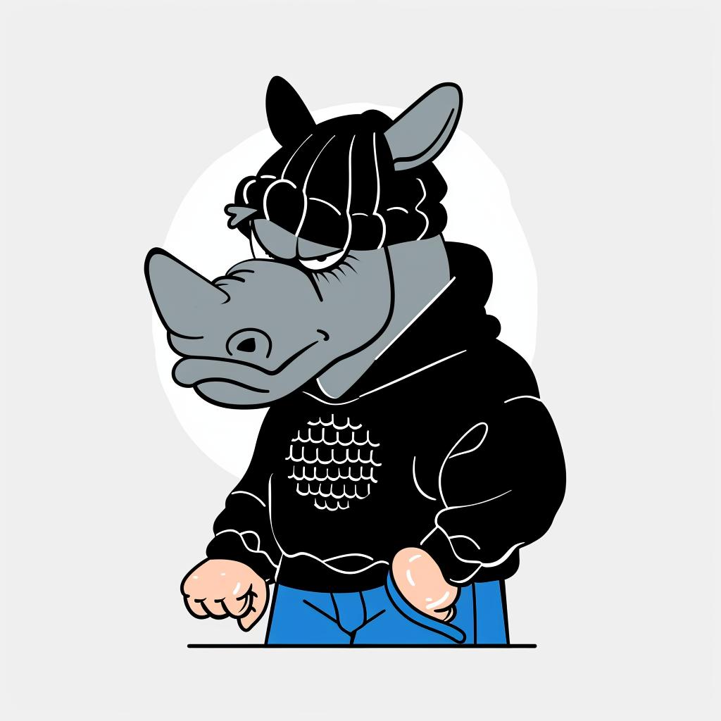 aggressive  rhino  streetwise  anthropomorphic  hoodie  jeans  minimal  simple  culture  character 958855