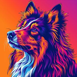 كلب ذو شعر ملون، خلفية، صورة كولي، حيوان نابض بالحياة، رسم توضيحي 1072003