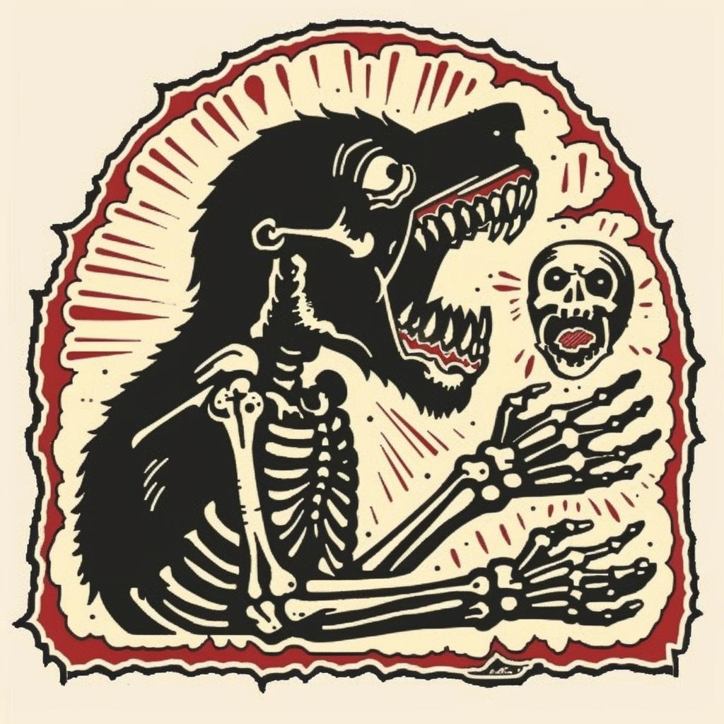 skeleton  wolf  head  teeth  graphic  art  macabre  illustration  dark  symbolic 931981