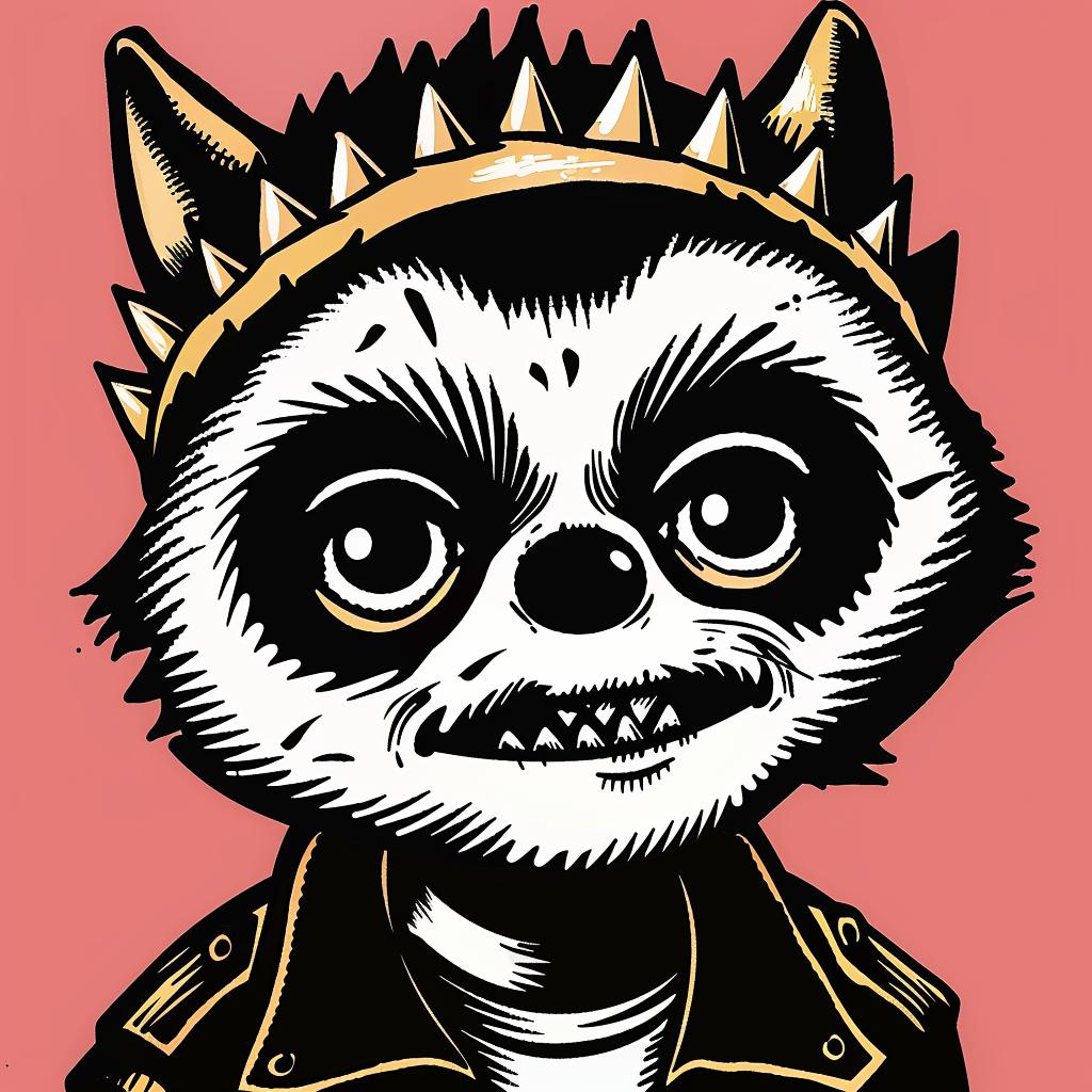 cartoon  raccoon  crown  spiked  collar  animal  cute  character  illustration  playful 966701