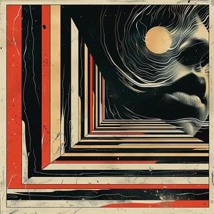 surreal  album  cover  woman  face  stripes  black  red  screenprinting  detailed 1079516