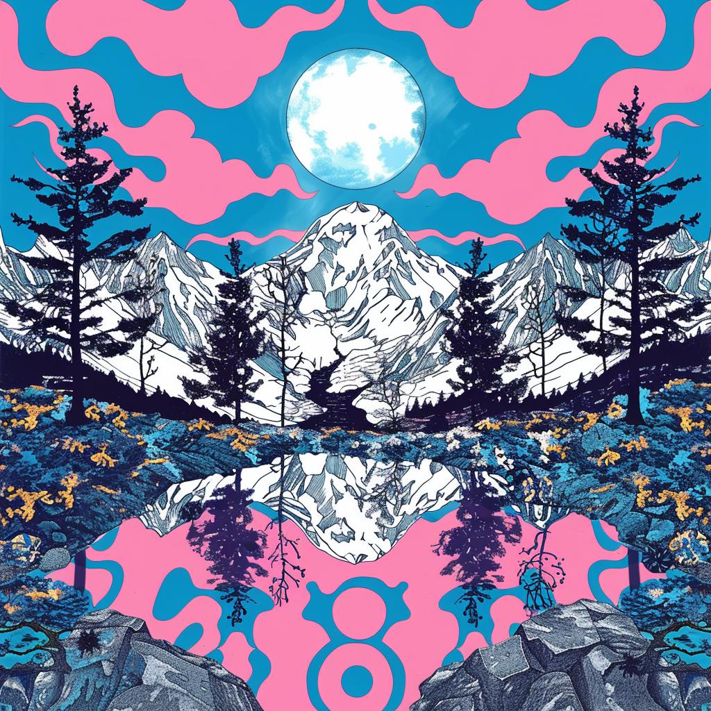 poster  band  mountain  trees  graphic  colorful  illustrative  artwork  design  vibrant 1027457