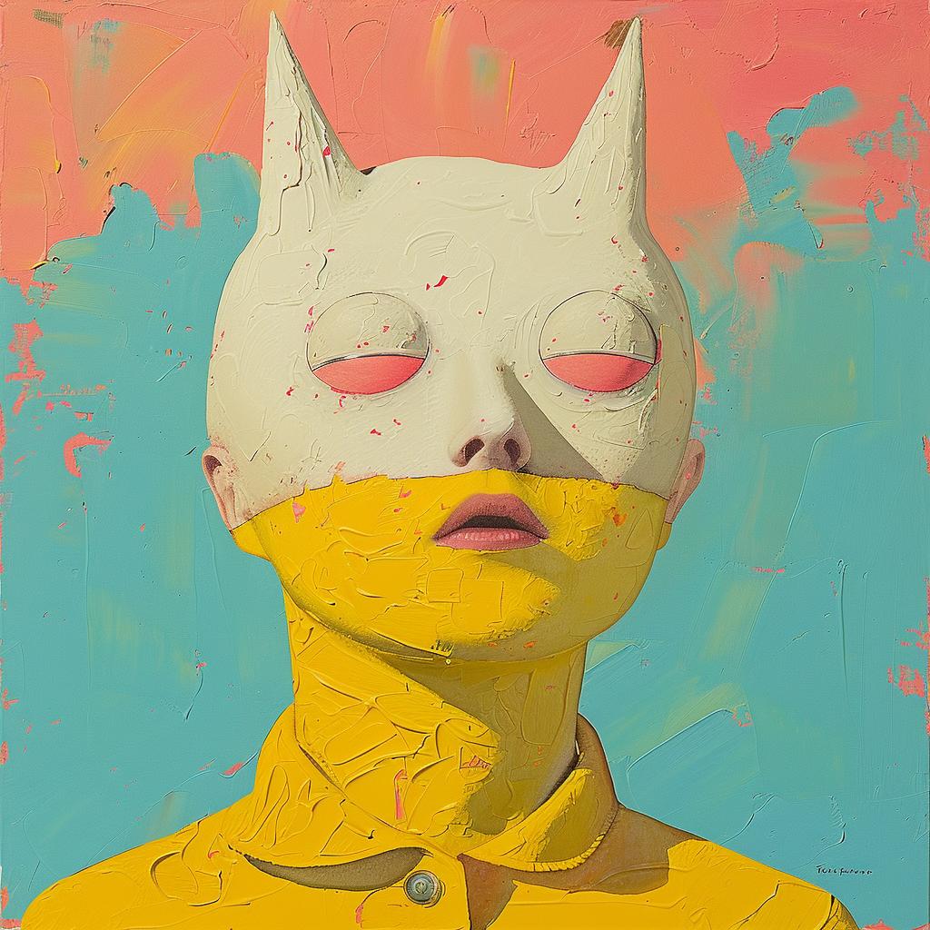 woman  cat  mask  encaustic  impasto  Joan  Cornella  painting  art  expression 967118