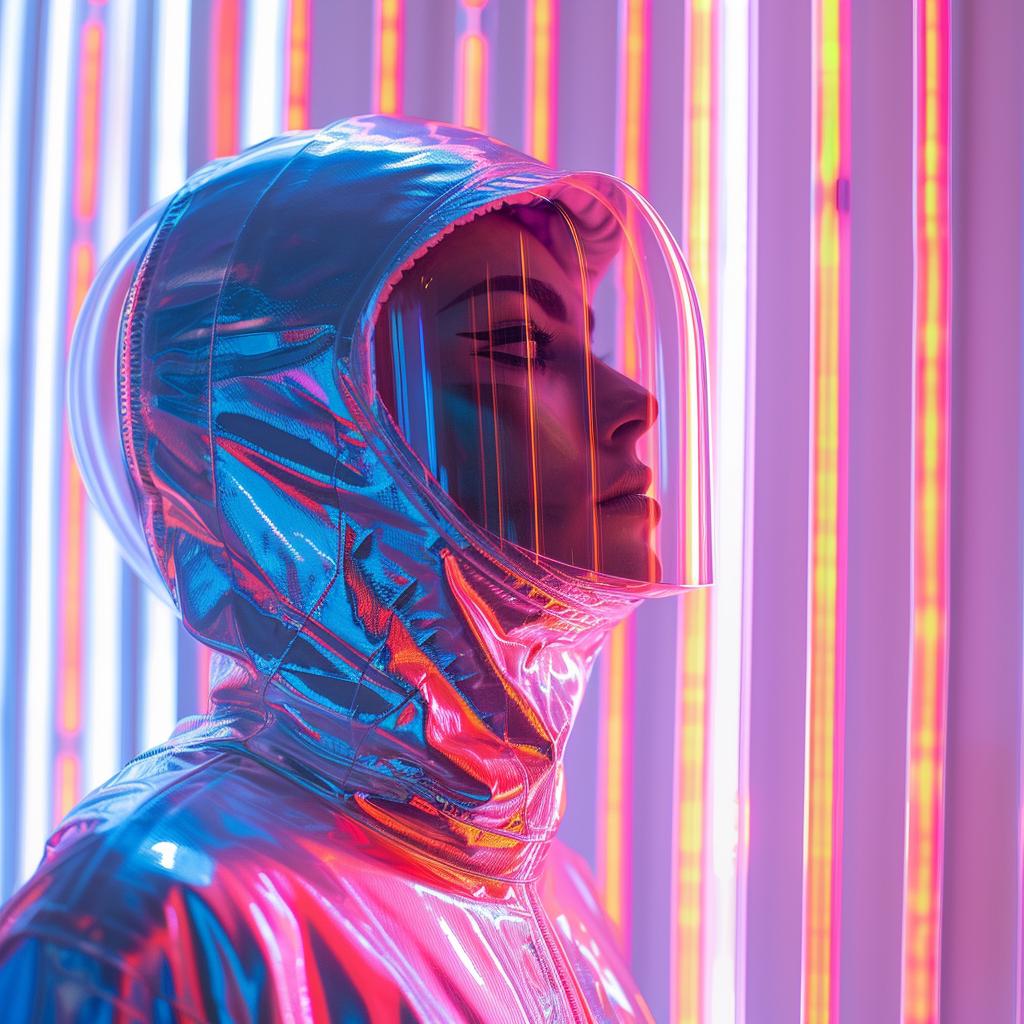 surreal  sci-fi  photo  neon  suit  helmet  glow  color  lighting  futuristic 965781
