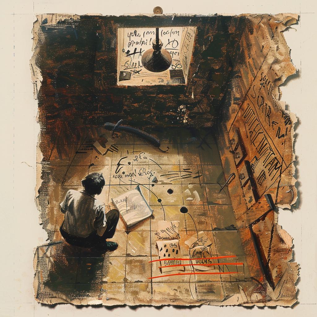surreal  introspective  naturalistic  spiritual  occult  palette  painting  man  room  sitting 974549