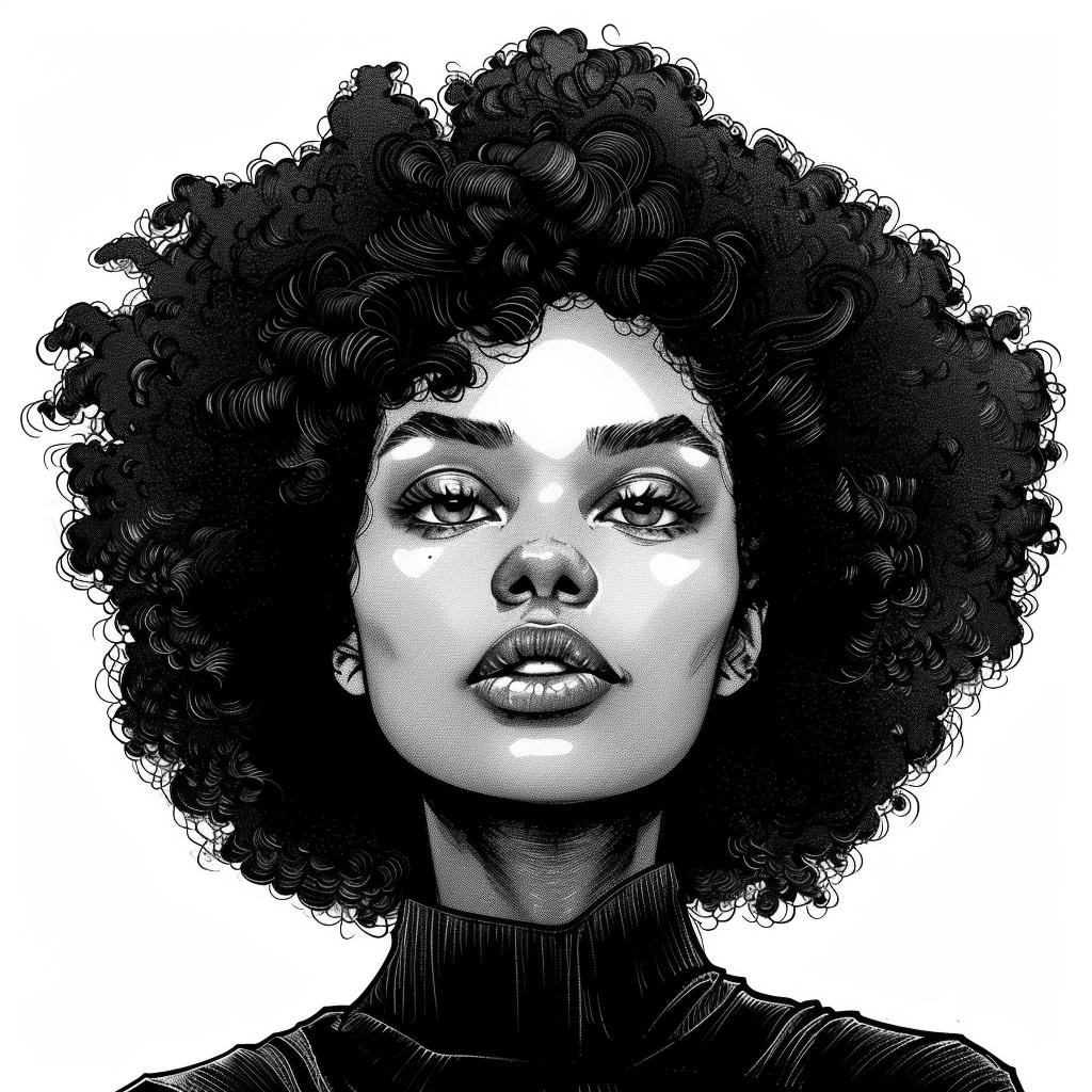 black  woman  afro  hairstyle  portrait  illustration  beautiful  detailed  art  isolated 939025