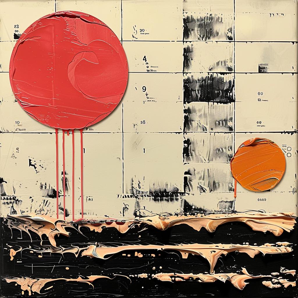 1980s  album  cover  red  orange  balls  impasto  palette  knife  abstract 962314