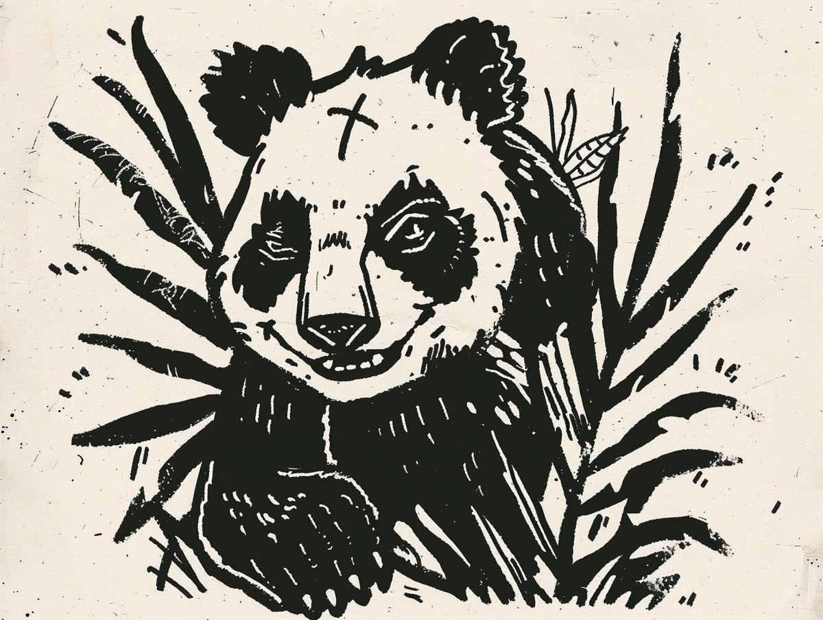 panda  tattoo  Sailor  Jerry  vintage  comic  black  white  illustration  1950s 919361