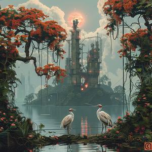 landscape  fantasy  future  colorful  imaginative  dreamlike  visionary  artwork  scenery  environment 1060038