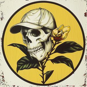 skull  baseball  cap  flower  chromolithography  art  graphic  vintage  design  illustration 1050089