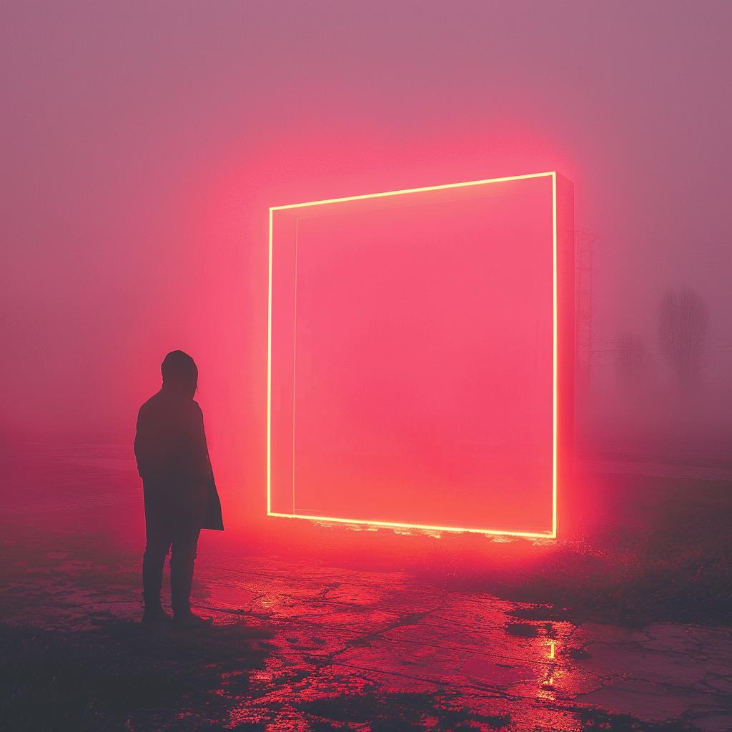 Man  Standing  Neon  Square  Light  Creative  Imagery  Art  Mood  Color 962609