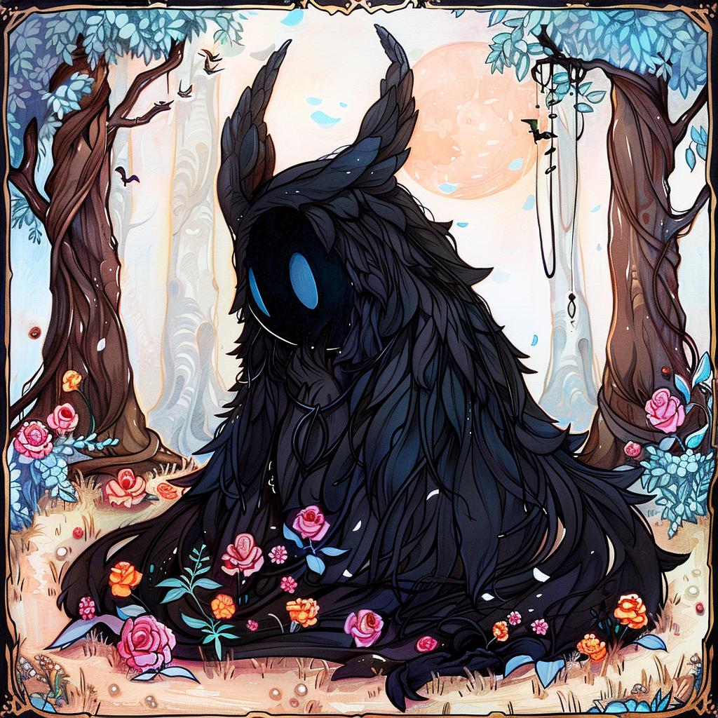 demon  flowers  forest  black  dark  mystical  occult  introspective  naturalistic  illustration 925927