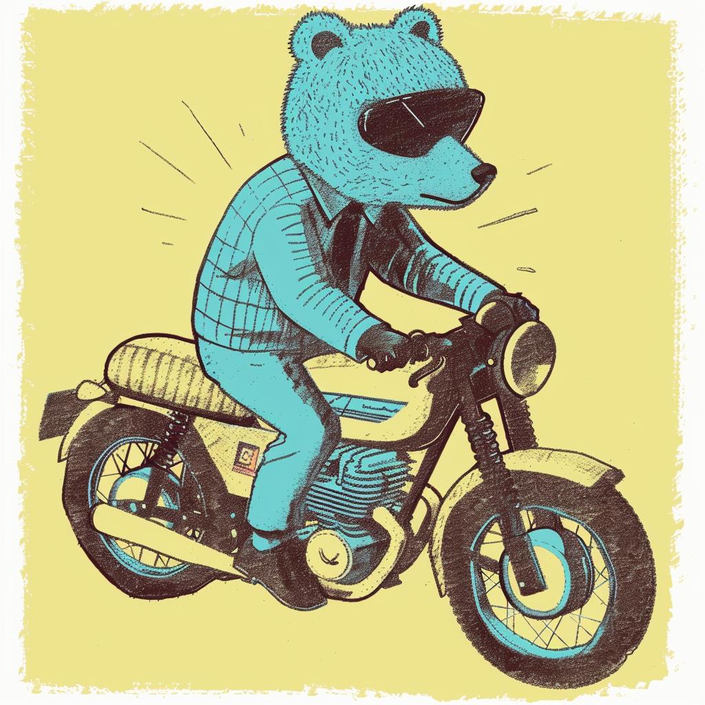 anthropomorphic  bear  motorcycle  sunglasses  cool  comical  stylish  adventure  cartoon  fun 941078