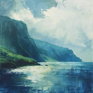 ocean  mountains  blue  minimalistic  abstract  landscape  nature  serene  harmony  scenic 1038805