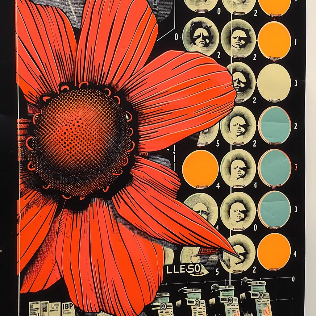 flower  red  black  background  collage  graphic  design  Rauschenberg  striking  contrast 968001