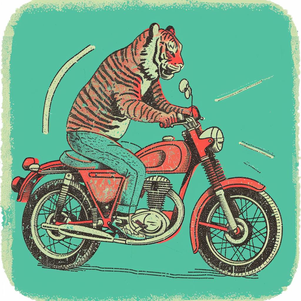 tiger  motorcycle  vintage  style  ride  animal  adventure  transport  cool  fun 941087