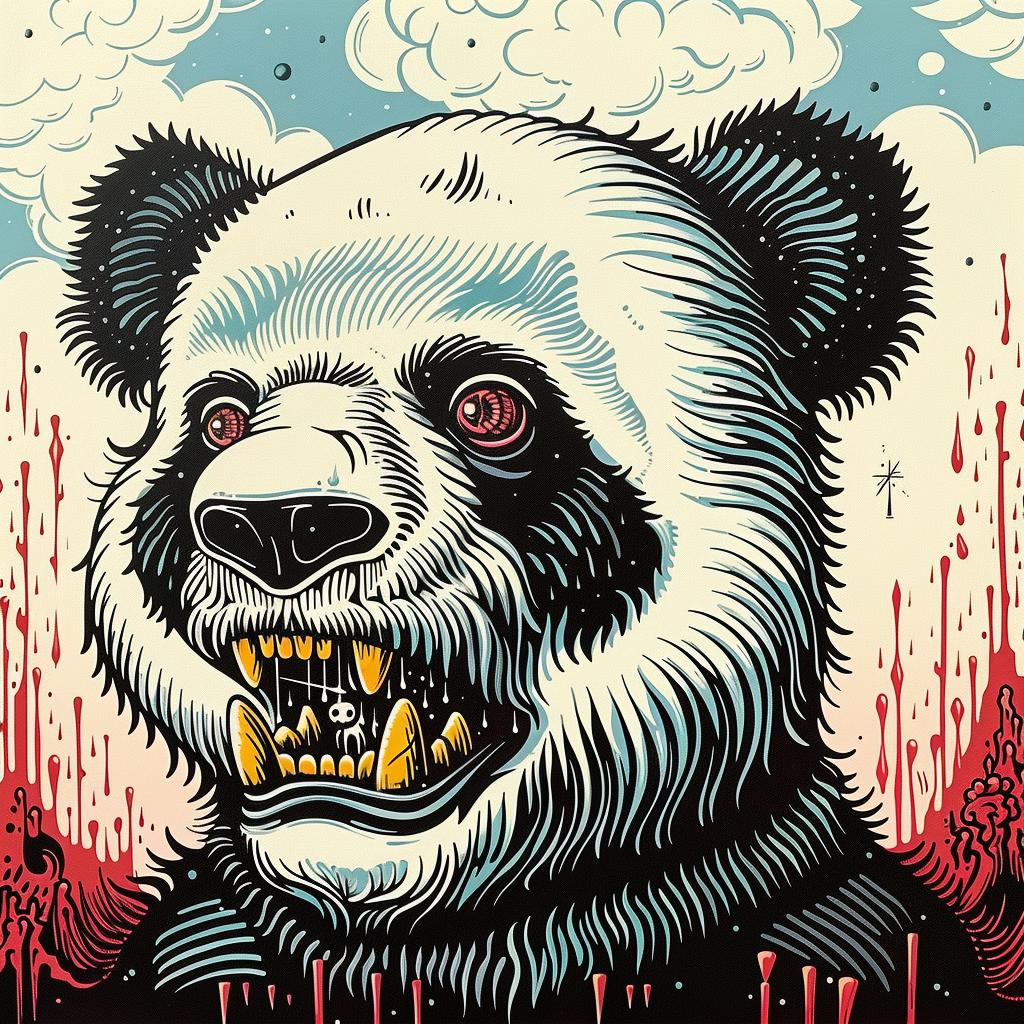 panda  yeti  creature  poster  graphic  blood  illustration  stylized  art  colorful 1032634