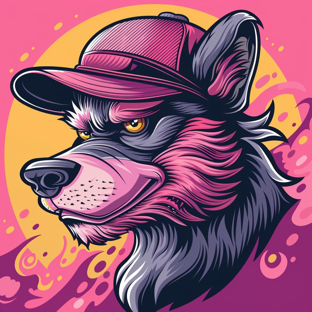 animal  aggressive  streetwise  anthropomorphic  wolf  cap  culture  minimal  illustration  pink 956475