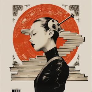 surreal  album  cover  woman  robot  Risograph  symbolist  hyper-realistic  screenprinting  creative 1077674