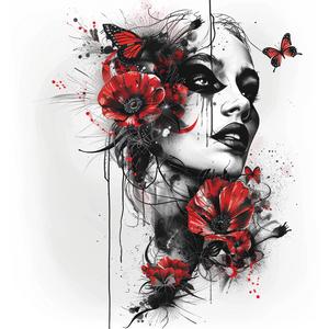 tattoo  woman  flowers  butterflies  horror  art  ink  facial  colorful  floral 1074669